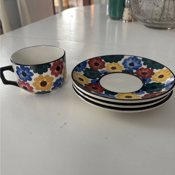 Ges Gesch Vintage German Pottery 1 cup and 3 saucers replacement pieces. - Picture 2 of 7